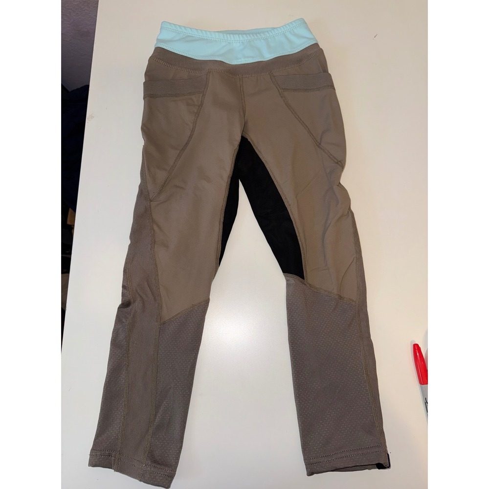 Irideon Kids Riding Tights Brown Black Full Seat Equestrian Leggings Size S